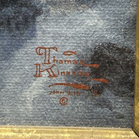 Vtg Thomas Kinkade Sweetheart Cottage 2 Framed Canvas Classics Collection W/ COA - Picture 3 of 15